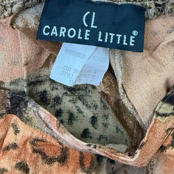 Vtg Carole Little Rayon Maxi Skirt Safari Tiger Big Cat 80s Button Front Size 8 - Picture 6 of 9